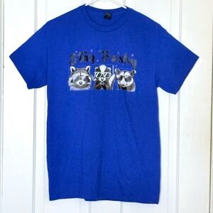 Stay Trashy Gildan Royal Blue DryBlend Racoon Advertising T-Shirt Medium